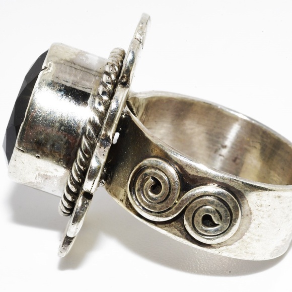 $395 .925 Sterling Silver 5.15CT Natural Round Cut Smokey Quartz Cocktail Ring - Picture 3 of 7